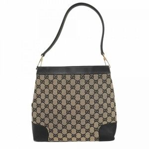 Gucci Shoulder Bag GG Canvas 001 4231 Beige Black Champagne Women's